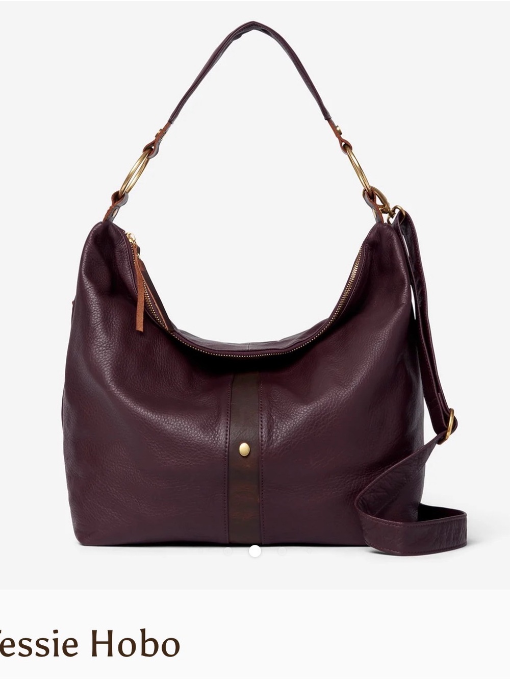 Plum Pebbled Leather Hobo Shoulder Bag